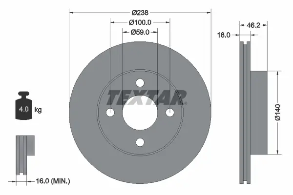 Bremsscheibe Vorderachse TEXTAR 92144300