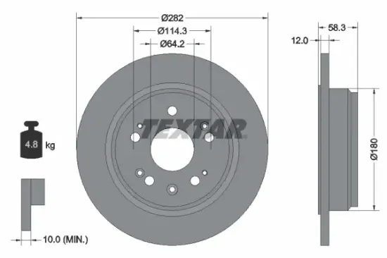 Bremsscheibe Hinterachse TEXTAR 92144500 Bild Bremsscheibe Hinterachse TEXTAR 92144500