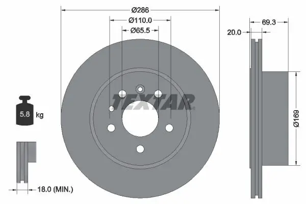 Bremsscheibe TEXTAR 92144900