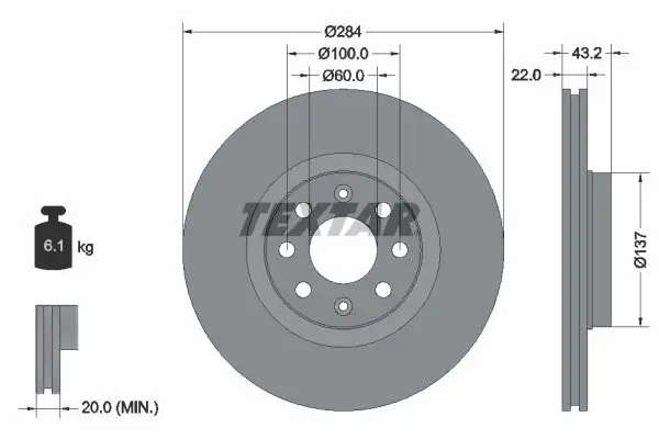 Bremsscheibe TEXTAR 92145803