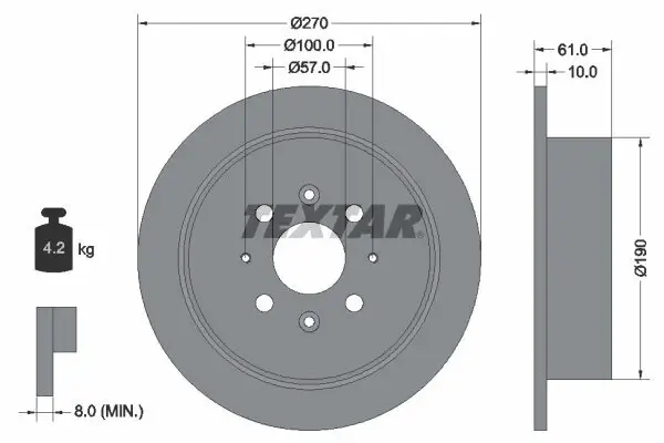 Bremsscheibe Hinterachse TEXTAR 92147500