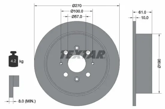 Bremsscheibe Hinterachse TEXTAR 92147500 Bild Bremsscheibe Hinterachse TEXTAR 92147500