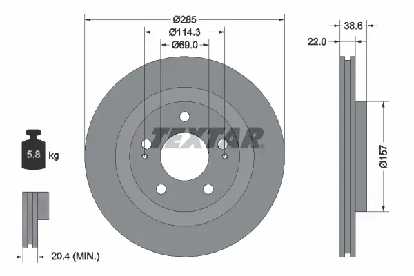 Bremsscheibe Vorderachse TEXTAR 92148500