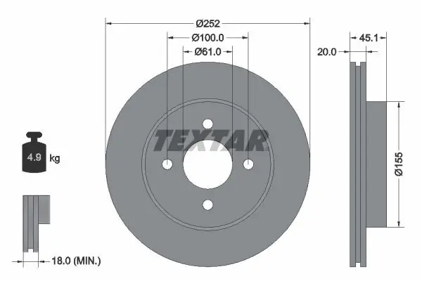 Bremsscheibe TEXTAR 92148800 Bild Bremsscheibe TEXTAR 92148800