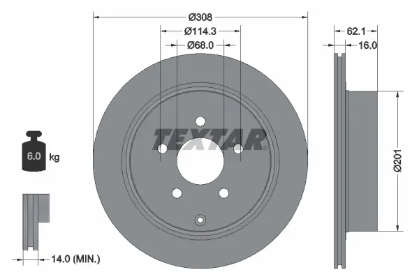 Bremsscheibe Hinterachse TEXTAR 92149303