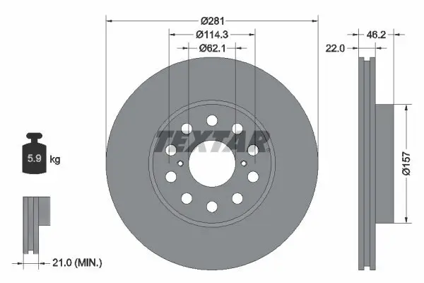 Bremsscheibe Hinterachse TEXTAR 92149600