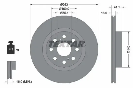 Bremsscheibe Hinterachse TEXTAR 92149700 Bild Bremsscheibe Hinterachse TEXTAR 92149700