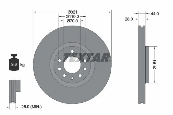 Bremsscheibe TEXTAR 92149803