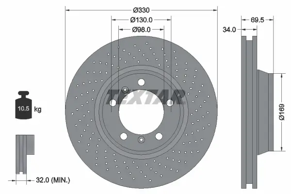 Bremsscheibe Vorderachse rechts TEXTAR 92150005