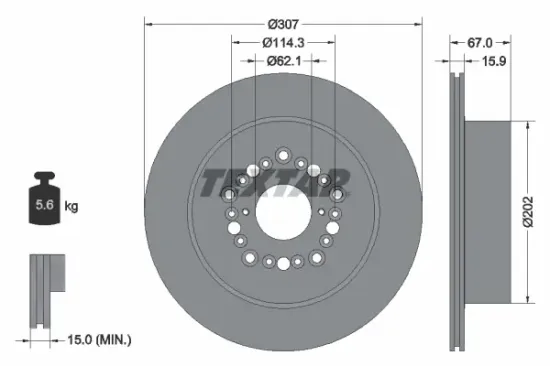 Bremsscheibe Hinterachse TEXTAR 92150400 Bild Bremsscheibe Hinterachse TEXTAR 92150400