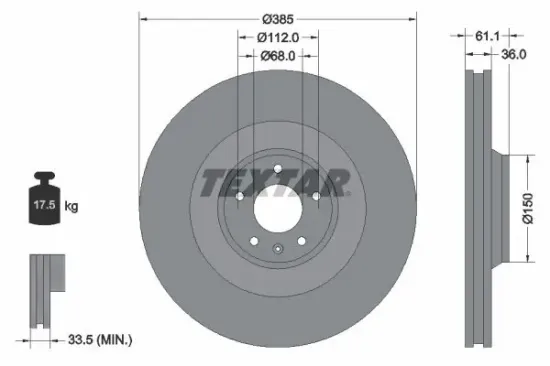 Bremsscheibe Vorderachse TEXTAR 92151303 Bild Bremsscheibe Vorderachse TEXTAR 92151303