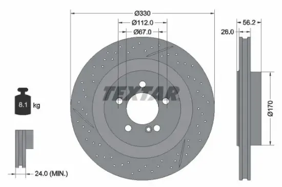 Bremsscheibe Hinterachse TEXTAR 92151605 Bild Bremsscheibe Hinterachse TEXTAR 92151605