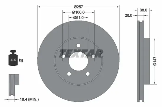 Bremsscheibe Vorderachse TEXTAR 92152403 Bild Bremsscheibe Vorderachse TEXTAR 92152403