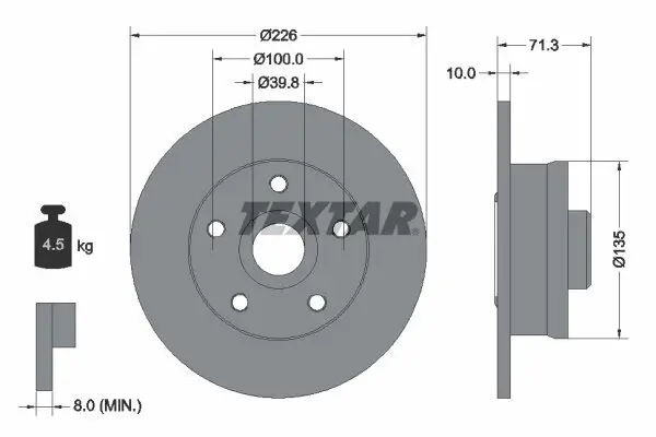 Bremsscheibe TEXTAR 92153800