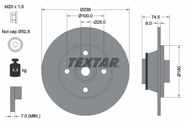 Bremsscheibe Hinterachse TEXTAR 92154103