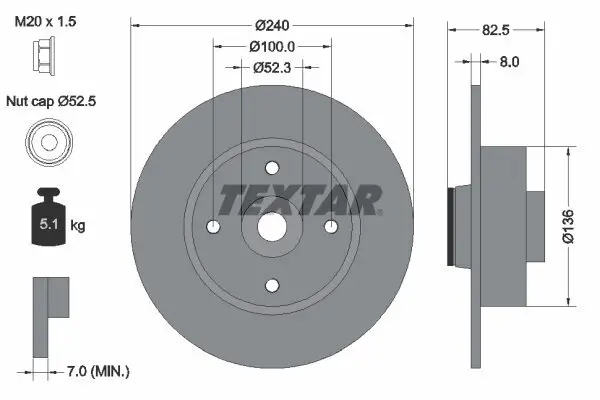 Bremsscheibe TEXTAR 92154403