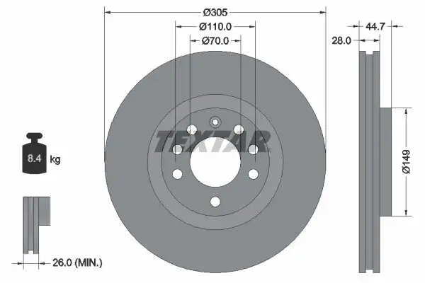 Bremsscheibe TEXTAR 92155403