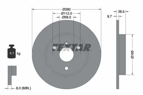 Bremsscheibe Vorderachse TEXTAR 92155503 Bild Bremsscheibe Vorderachse TEXTAR 92155503