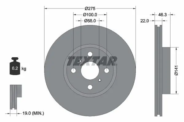 Bremsscheibe TEXTAR 92156200