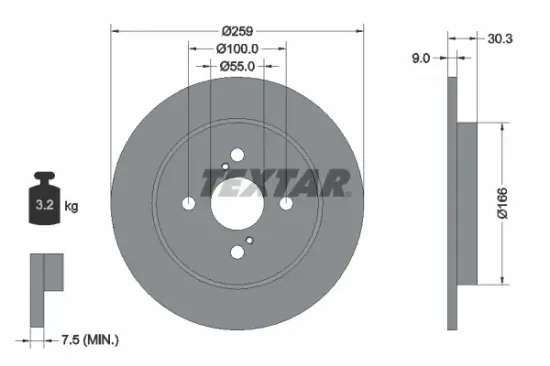 Bremsscheibe Hinterachse TEXTAR 92156300 Bild Bremsscheibe Hinterachse TEXTAR 92156300