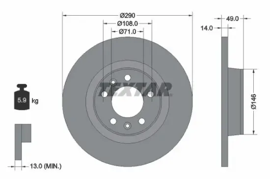 Bremsscheibe Hinterachse TEXTAR 92157100 Bild Bremsscheibe Hinterachse TEXTAR 92157100