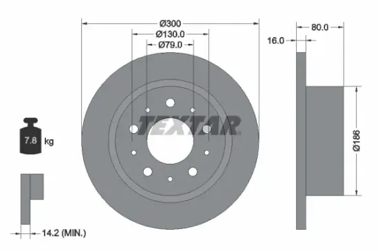 Bremsscheibe Hinterachse TEXTAR 92157600 Bild Bremsscheibe Hinterachse TEXTAR 92157600