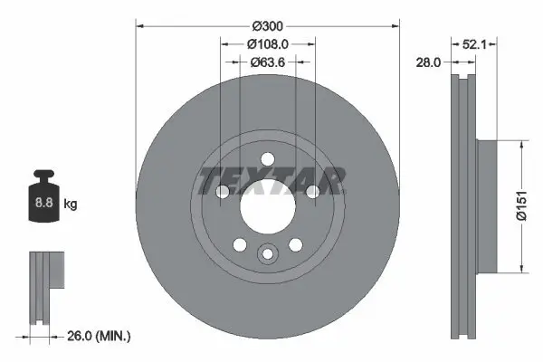 Bremsscheibe TEXTAR 92159205