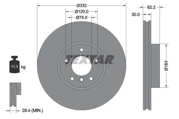 Bremsscheibe Vorderachse TEXTAR 92160805