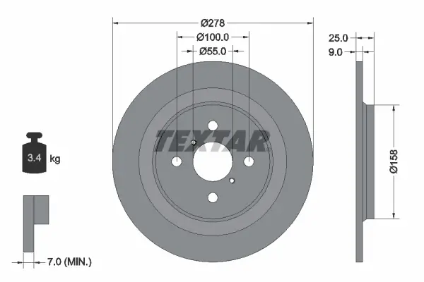 Bremsscheibe Hinterachse TEXTAR 92161903
