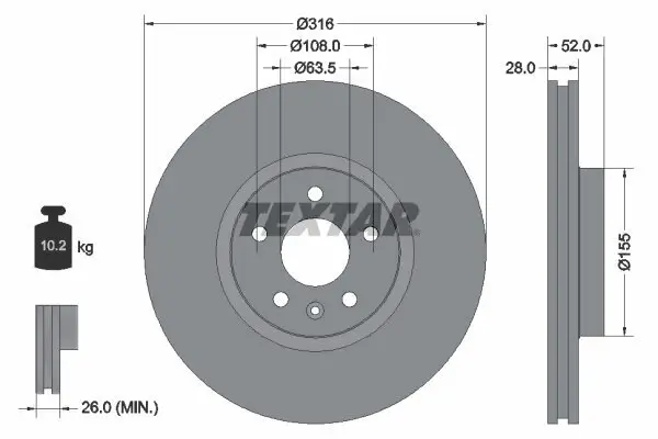 Bremsscheibe TEXTAR 92162305