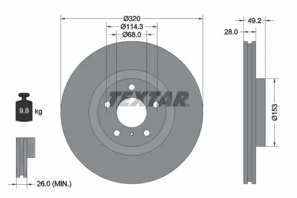 Bremsscheibe TEXTAR 92162405