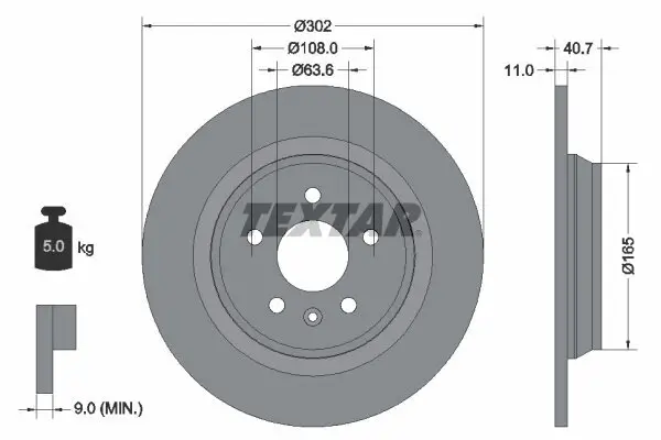 Bremsscheibe TEXTAR 92162903