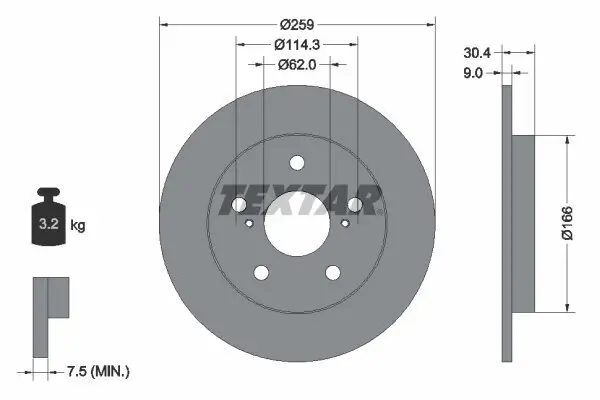 Bremsscheibe TEXTAR 92164103 Bild Bremsscheibe TEXTAR 92164103