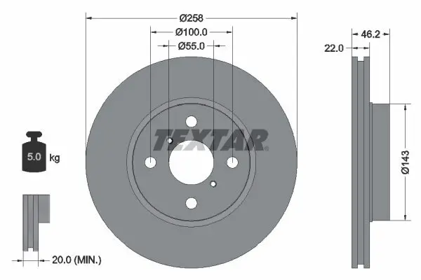 Bremsscheibe TEXTAR 92164203