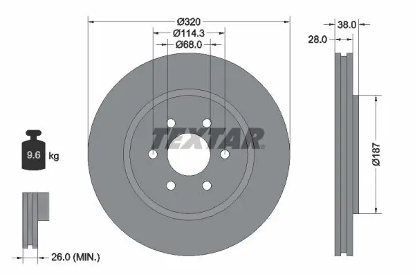 Bremsscheibe TEXTAR 92164405