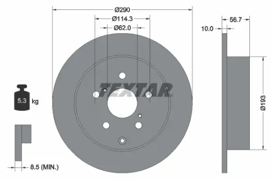 Bremsscheibe Hinterachse TEXTAR 92164803 Bild Bremsscheibe Hinterachse TEXTAR 92164803