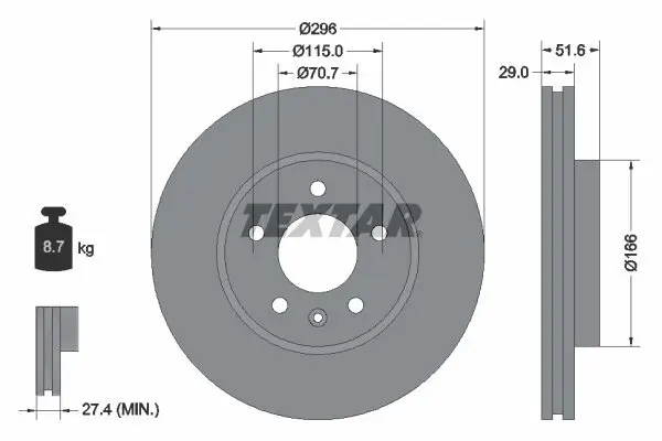 Bremsscheibe TEXTAR 92165405