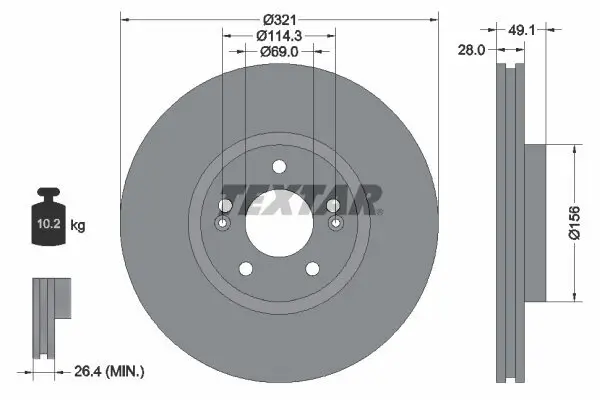 Bremsscheibe Vorderachse TEXTAR 92166003