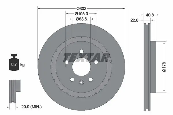 Bremsscheibe TEXTAR 92168305