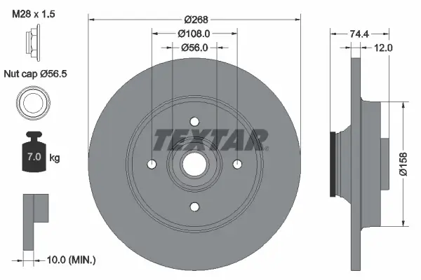 Bremsscheibe Hinterachse TEXTAR 92168703