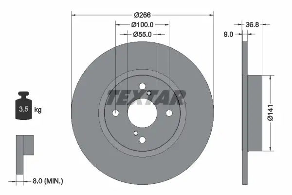 Bremsscheibe Hinterachse TEXTAR 92169203