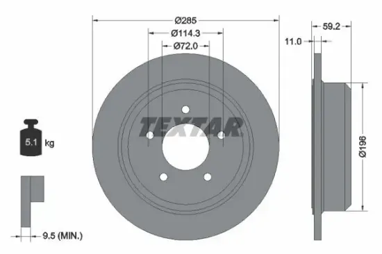 Bremsscheibe Hinterachse TEXTAR 92169403 Bild Bremsscheibe Hinterachse TEXTAR 92169403
