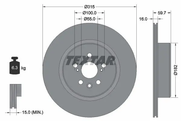 Bremsscheibe TEXTAR 92169503