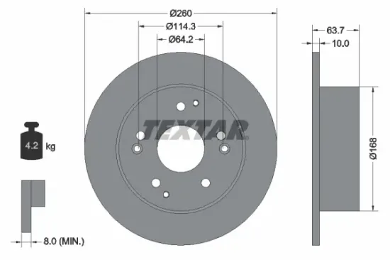 Bremsscheibe Hinterachse TEXTAR 92169703 Bild Bremsscheibe Hinterachse TEXTAR 92169703