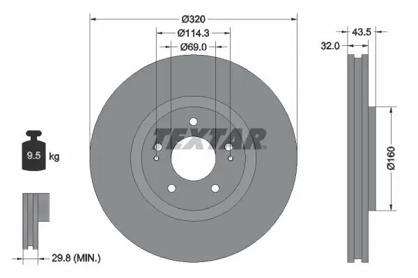 Bremsscheibe Vorderachse TEXTAR 92169903