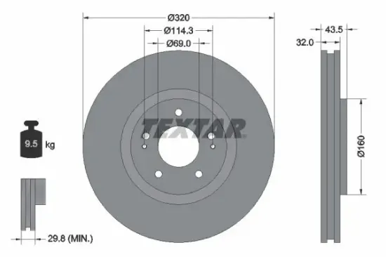 Bremsscheibe Vorderachse TEXTAR 92169903 Bild Bremsscheibe Vorderachse TEXTAR 92169903