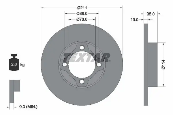 Bremsscheibe Vorderachse TEXTAR 92170003