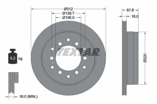 Bremsscheibe Hinterachse TEXTAR 92170103 Bild Bremsscheibe Hinterachse TEXTAR 92170103