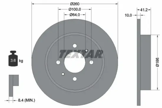 Bremsscheibe Hinterachse TEXTAR 92171203 Bild Bremsscheibe Hinterachse TEXTAR 92171203