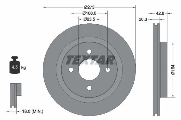 Bremsscheibe Hinterachse TEXTAR 92172503
